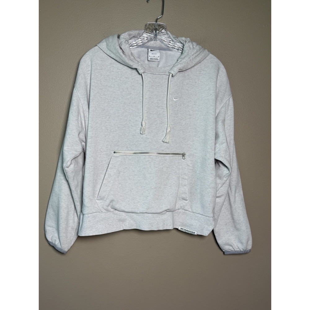 Nike Standard Issue Women Basketball Hoodie Gray Cropped Pullover M DA6483-050
